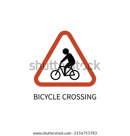  bicycle crossing road sign vector icon illustration sign