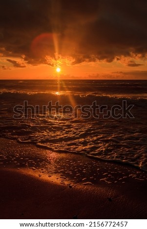 a shot of colorful sunset at Baltic sea