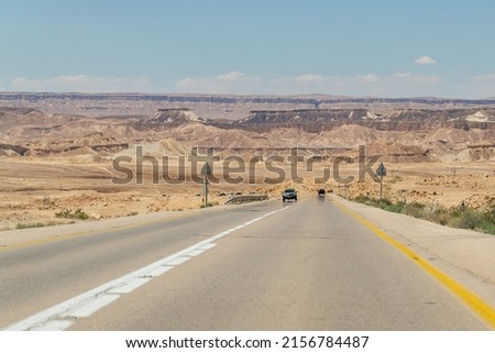 Highway through the Negev Desert in Southern Israel

