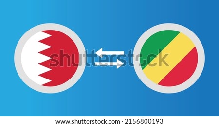 round icons with Bahrain and Congo flag exchange rate concept graphic element Illustration template design
