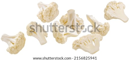 Falling cauliflower isolated on white background Royalty-Free Stock Photo #2156825941