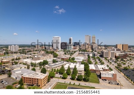 Tulsa Oklahoma Downtown Skyline Blue Sky Aerial View 11