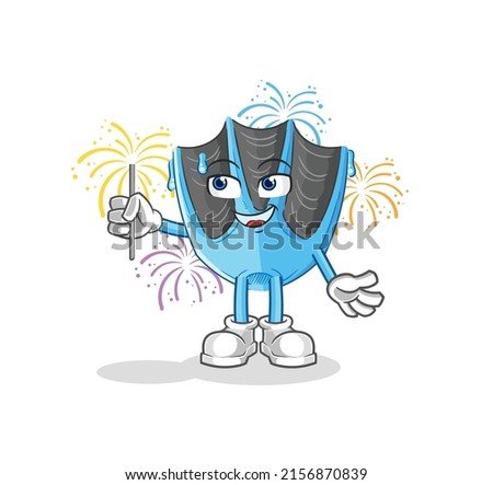 the swimming fin with fireworks mascot. cartoon vector