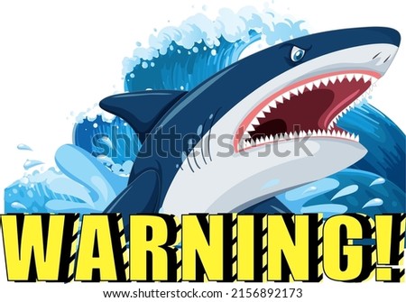A Marine logo with big blue shark and warning text illustration
