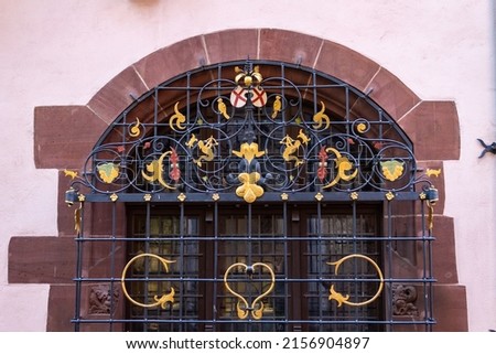 The Neues Rathaus (Mayor House) adorned window in Freiburg, Germany, Europe Royalty-Free Stock Photo #2156904897