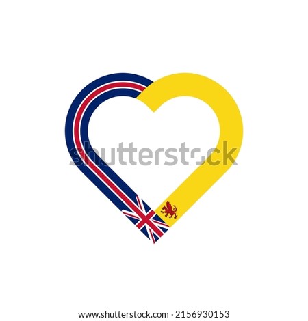 heart ribbon icon of united kingdom and somerset flags. vector illustration isolated on white background