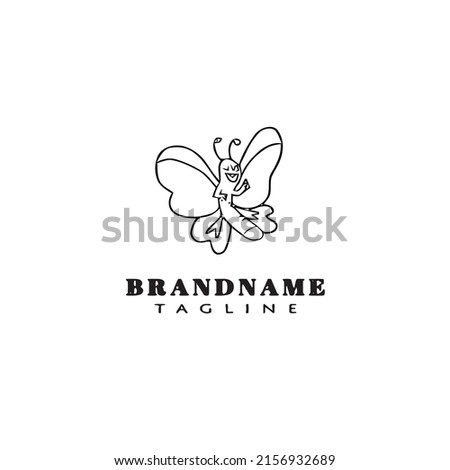 butterfly logo cartoon icon unique template black modern isolated vector illustration