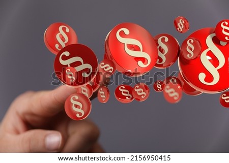 A person clicking on 3D rendered red section signs