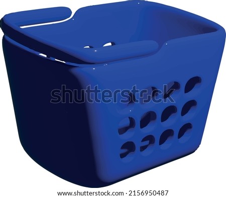 Blue product basket. White background, isolated object. Eps 10 vector graphics. 3d product basket.

