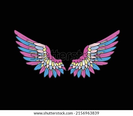 colorful turquoise stylish wings with dark background , vector eps 10 available.