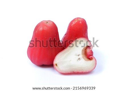 A closeup shot of ripe water guava fruits isolated on a white background