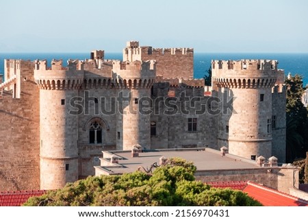 Rhodes Fortress or Palace of the Masters on Rhodes Island, Greece Royalty-Free Stock Photo #2156970431