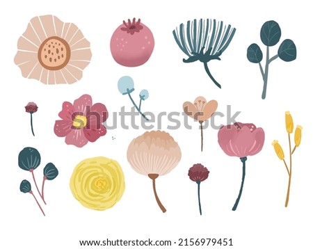 watercolor spring flower element. Cute floral botanical element clip art design vector