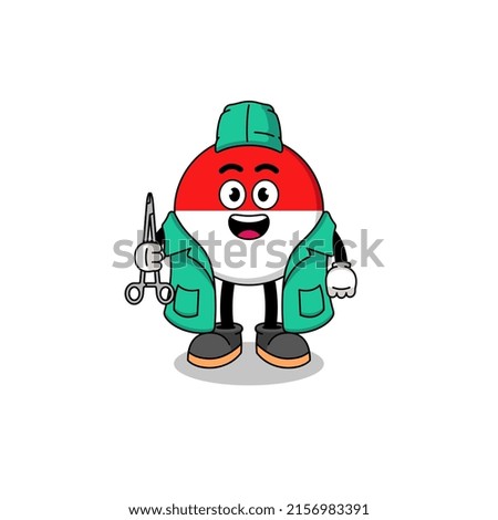Illustration of indonesia flag mascot as a surgeon , character design