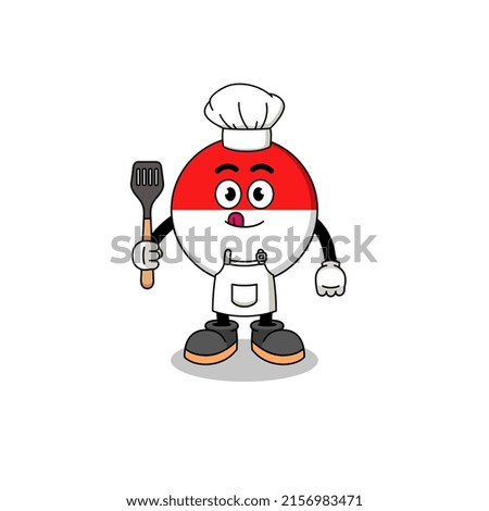 Mascot Illustration of indonesia flag chef , character design
