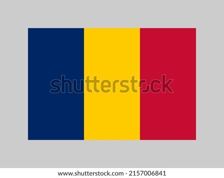 Chad flag, official colors and proportion. Vector illustration.