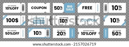 Various coupon promotion illustration set. coupon set, coupons, discount coupon, gift voucher, coupon book. Vector drawing. Hand drawn style Royalty-Free Stock Photo #2157026719