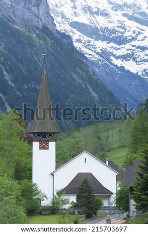  Church in Lauterbrunnen valley, Switzerland. 