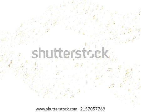 Musical notes symbols flying vector background. Notation melody record classic clip art. Abstract music studio background. Gold metallic musical note.