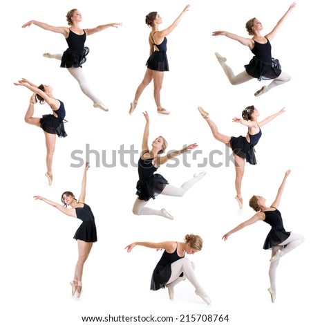 ballet dancers isolated on white set