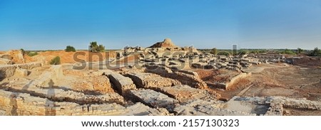 Mohenjo daro ruins close Indus river in Larkana district, Sindh, Pakistan Royalty-Free Stock Photo #2157130323