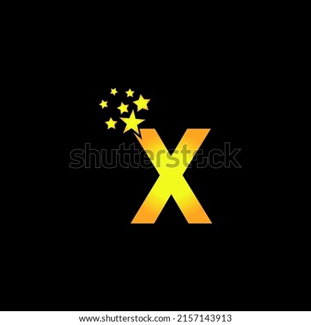  golden letter X logo design with multi star for your company or business.