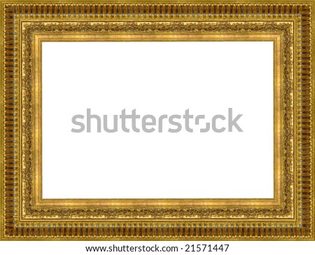  gold a picture frame on a white