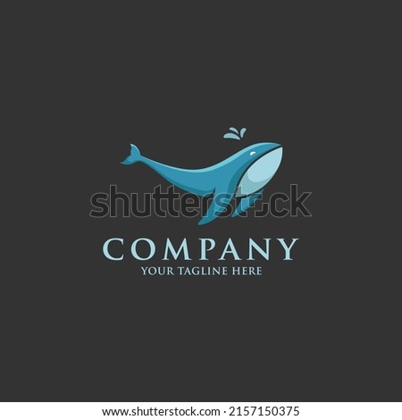 Blue whale logo design vector