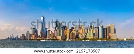 Panorama of  Manhattan cityscape in New York City at sunset, NY, USA