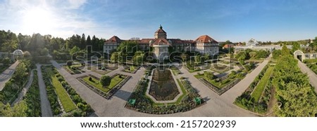 Botanical Garden of Munich, aerial panoramic view from above in summer. Royalty-Free Stock Photo #2157202939
