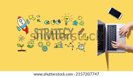 Strategy with person working with a laptop
