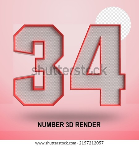 NUMBER 3D RENDER LINE RED AND TEXTURE
