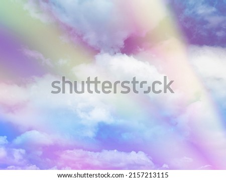 beauty sweet pastel yellow violet  colorful with fluffy clouds on sky. multi color rainbow image. abstract fantasy growing light