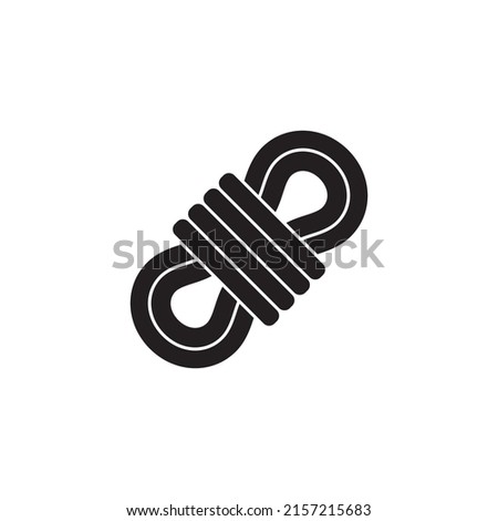 Climbing coil moutaineering icon in black flat glyph, filled style isolated on white background