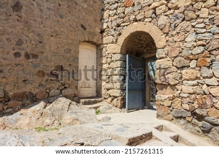 Historic wooden doors in the famous ancient monastery of Khor Virap near Yerevan. Armenia