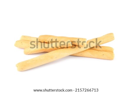 Delicious grissini isolated on white. Crusty breadsticks Royalty-Free Stock Photo #2157266713