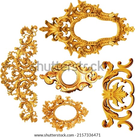 Geometric pattern; golden baroque and  ornament elements for print
 Royalty-Free Stock Photo #2157336471