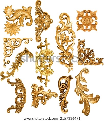 Geometric pattern; golden baroque and  ornament elements for print
 Royalty-Free Stock Photo #2157336491