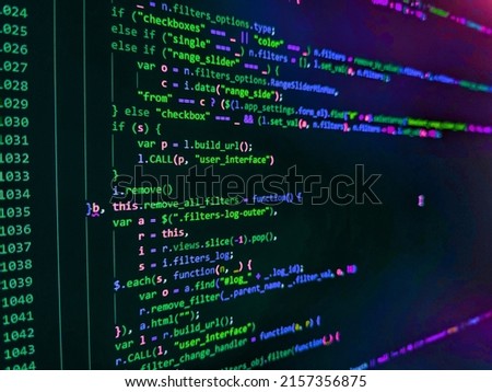 Programming Coding with editor colorful themes. Python programming developer code. Programming source code abstract screen of software developer. Real Html code developing screen