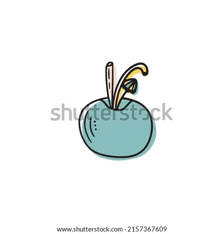 Young green coconut with drinking straw. Isolated vector illustration.