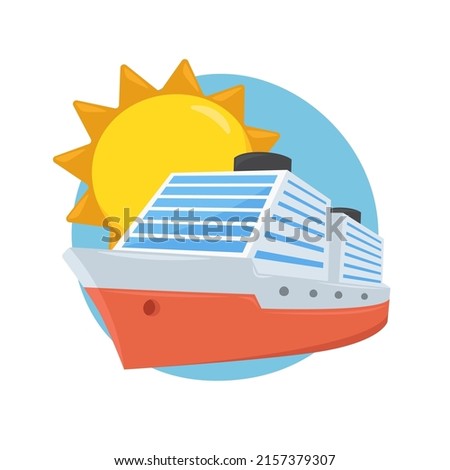 Summer Cruise Sign Emoji Icon Illustration. Travel Vacation Vector Symbol Emoticon Design Clip Art Sign Comic Style.