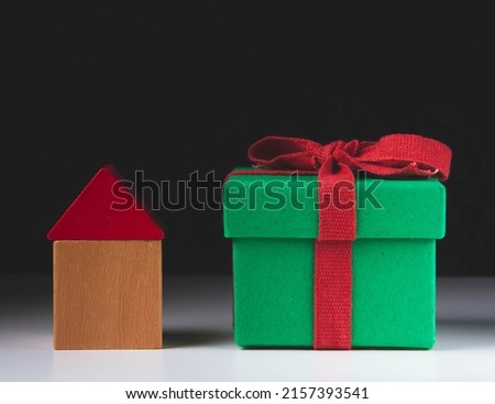 Waiting for the new year. Box with a New Year's gift. Christmas pictures. Open box with a gift.