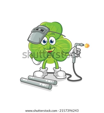 the clover welder mascot. cartoon vector