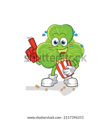 the clover fan with popcorn illustration. character vector
