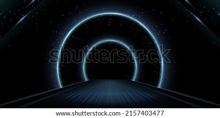 lights tunnel in the nights for signs corporate, advertisement business, social media post, billboard agency advertising, ads campaign, motion video, landing page, website header, launch event product Royalty-Free Stock Photo #2157403477