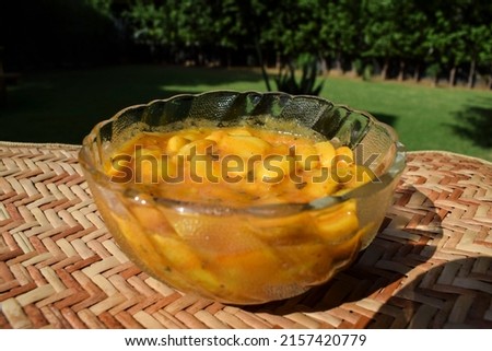 Delicious Vaal nu shaak or Butter beans curry served in transparent bowl on white background isolated. Tasty Indian traditional curry lima beans or fava beans Royalty-Free Stock Photo #2157420779