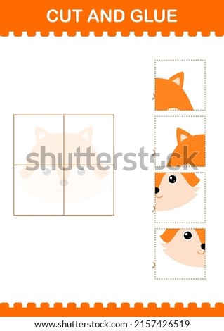 Cut and glue Fox face. Worksheet for kids
