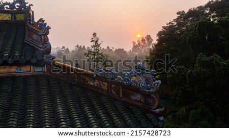 The dawn on Hue ancient capital
Aerial view of the Hue Citadel in Vietnam. Imperial Palace moat, Emperor palace complex, Hue Province, Vietnam