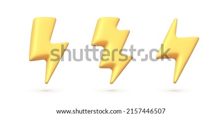 3d collection with bolt 3d. 3d yellow sale banner. Realistic yellow icon on white background. 3d vector render concept