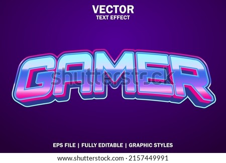gamer text effect with purple color for logo. Royalty-Free Stock Photo #2157449991